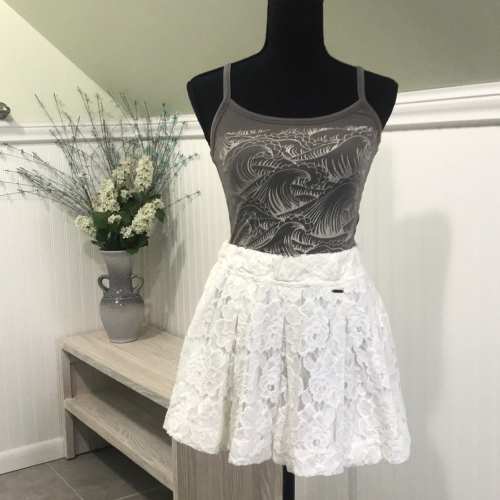 Hollister Lace A-Line Skirt White